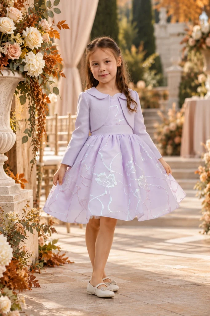 Azalea Flower jacquard organza alkalmi ruha kislányoknak