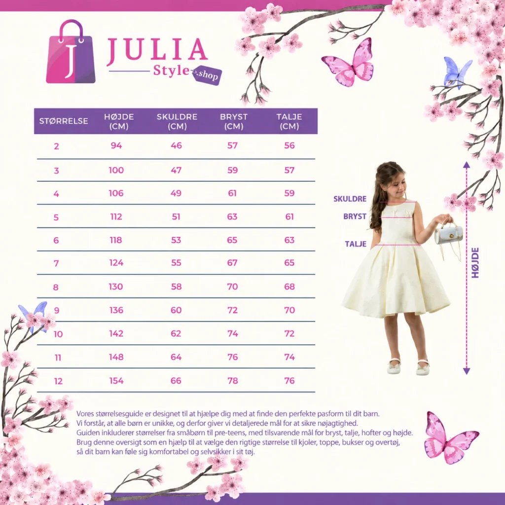 Julia Style størrelsestabel