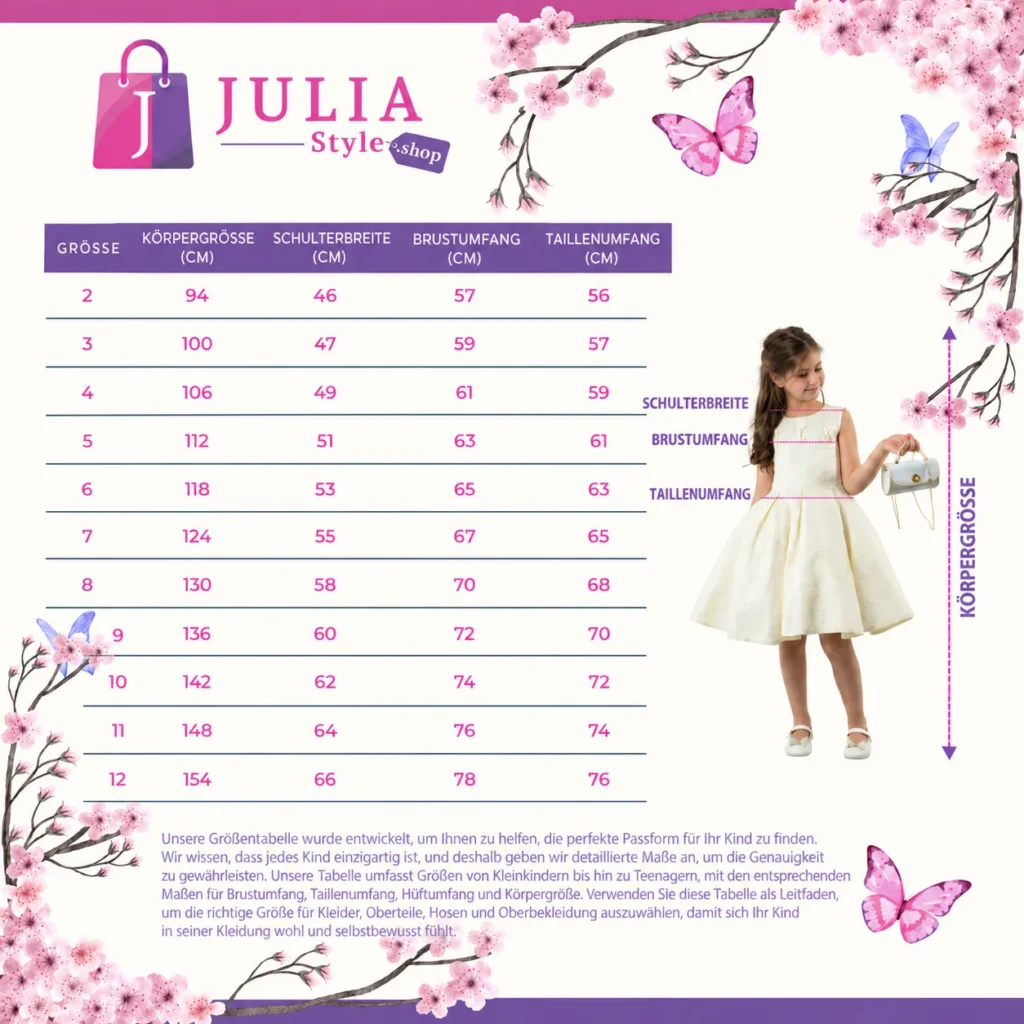 Julia Style Größentabelle
