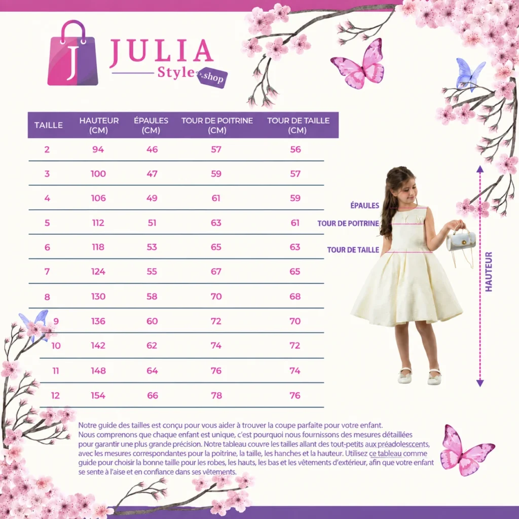 Tableau des tailles Julia Style