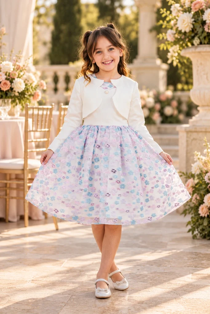 Stars Sparkle virágos jacquard alkalmi ruha kislányoknak